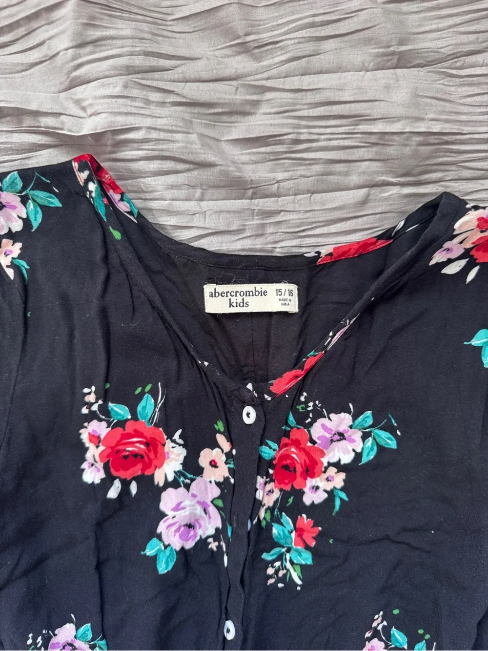 abercrombie kids Black Floral Romper with Pink & Red floral